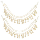 Etnico Gold Plated Traditional Pearl Layered Hair Chain/Earchain Accessories with Hook for Women