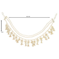 Etnico Gold Plated Traditional Pearl Layered Hair Chain/Earchain Accessories with Hook for Women