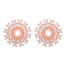 Etnico Latest Stylish Rose Gold Plated CZ American Diamond Stud Earrings For Women