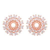 Etnico Latest Stylish Rose Gold Plated CZ American Diamond Stud Earrings For Women