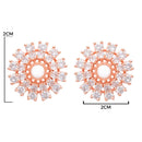 Etnico Latest Stylish Rose Gold Plated CZ American Diamond Stud Earrings For Women