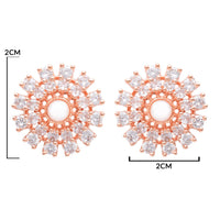Etnico Latest Stylish Rose Gold Plated CZ American Diamond Stud Earrings For Women