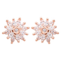 Etnico Latest Stylish Rose Gold Plated CZ American Diamond Stud Earrings For Women