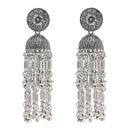 Etnico Silver Oxidised Afghani Style Boho Jhumka Earrings For Women (E3277OX)