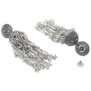 Etnico Silver Oxidised Afghani Style Boho Jhumka Earrings For Women (E3277OX)