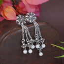 Etnico Silver Oxidised Afghani Style Floral Earrings For Women (E3279OX)