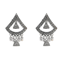 Etnico Silver Oxidised Afghani Style Boho Dangle Earrings For Women (E3281OX)