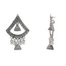 Etnico Silver Oxidised Afghani Style Boho Dangle Earrings For Women (E3281OX)
