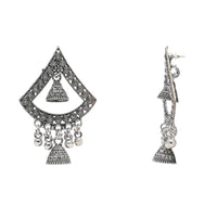 Etnico Silver Oxidised Afghani Style Boho Dangle Earrings For Women (E3281OX)