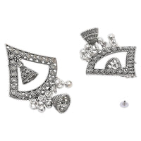 Etnico Silver Oxidised Afghani Style Boho Dangle Earrings For Women (E3281OX)