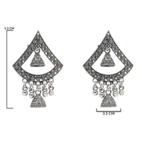 Etnico Silver Oxidised Afghani Style Boho Dangle Earrings For Women (E3281OX)