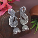 Etnico Silver Oxidised Peacock Afghani Boho Jhumka Earrings For Women (E3283OX)