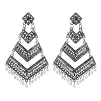 Etnico Silver Oxidised Afghani Style Dangle Earring For Women (E3284OX)