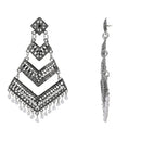 Etnico Silver Oxidised Afghani Style Dangle Earring For Women (E3284OX)