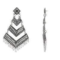 Etnico Silver Oxidised Afghani Style Dangle Earring For Women (E3284OX)