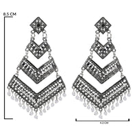 Etnico Silver Oxidised Afghani Style Dangle Earring For Women (E3284OX)