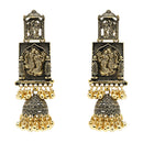 Etnico Gold Plated Traditional Antique Radha Krishna Design With Ghungroo Earrings For Women
