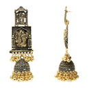 Etnico Gold Plated Traditional Antique Radha Krishna Design With Ghungroo Earrings For Women