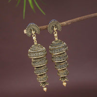 Etnico Gold Plated Peacock Multi Layered Jhumka Earrings For Women (E3286FL)