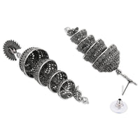 Etnico Silver Oxidised Multi Layered Peacock Jhumka Earring For Women (E3286OX)