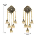 Etnico Gold Plated Multi Layered Dangle Jhumka Earrings For Women (E3287FL)