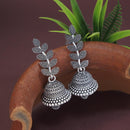 Etnico Silver Oxidised Leaf Design Jhumka Earring For Women (E3288OX)