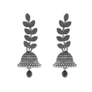 Etnico Silver Oxidised Leaf Design Jhumka Earring For Women (E3288OX)