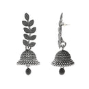 Etnico Silver Oxidised Leaf Design Jhumka Earring For Women (E3288OX)