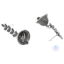 Etnico Silver Oxidised Leaf Design Jhumka Earring For Women (E3288OX)