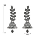 Etnico Silver Oxidised Leaf Design Jhumka Earring For Women (E3288OX)