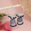Etnico Silver Oxidised Afghani Jhumka Earrings For Women (E3290OXB)