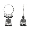 Etnico Silver Oxidised Afghani Jhumka Earrings For Women (E3290OXB)