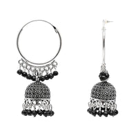Etnico Silver Oxidised Afghani Jhumka Earrings For Women (E3290OXB)
