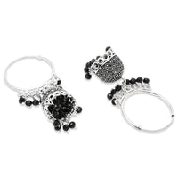 Etnico Silver Oxidised Afghani Jhumka Earrings For Women (E3290OXB)