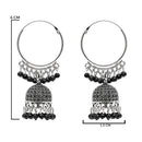 Etnico Silver Oxidised Afghani Jhumka Earrings For Women (E3290OXB)