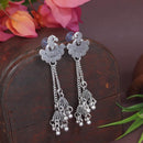 Etnico Silver Oxidised Peacock Design Ghungroo Earrings For Women (E3293OX)