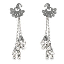 Etnico Silver Oxidised Peacock Design Ghungroo Earrings For Women (E3293OX)
