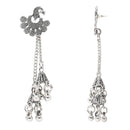 Etnico Silver Oxidised Peacock Design Ghungroo Earrings For Women (E3293OX)