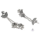 Etnico Silver Oxidised Peacock Design Ghungroo Earrings For Women (E3293OX)