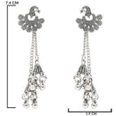Etnico Silver Oxidised Peacock Design Ghungroo Earrings For Women (E3293OX)