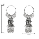 Etnico Silver Oxidised Afghani Style Boho Jhumka Earrings For Women (E3295OX)