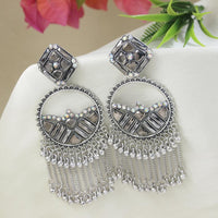Etnico Silver Oxidised Afghani Style Dangle Earring For Women (E3296OX)