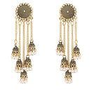Etnico Gold Plated Multi Layered Dangle Jhumka Earrings For Women (E3298FL)