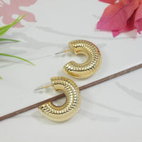 Etnico Gold Plated Half Circle Designed Stud Earrings For Women (E3303FL)