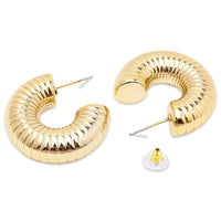 Etnico Gold Plated Half Circle Designed Stud Earrings For Women (E3303FL)