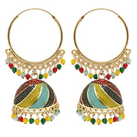 Etnico Traditional Gold Plated Multicolor Meenakari Jhumka Earrings For Women (E3307Mul)