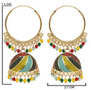 Etnico Traditional Gold Plated Multicolor Meenakari Jhumka Earrings For Women (E3307Mul)