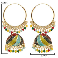 Etnico Traditional Gold Plated Multicolor Meenakari Jhumka Earrings For Women (E3307Mul)