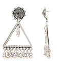 Etnico Silver Oxidised Triangle Shaped Dangle Earrings For Women (E3309OX)