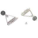 Etnico Silver Oxidised Triangle Shaped Dangle Earrings For Women (E3309OX)